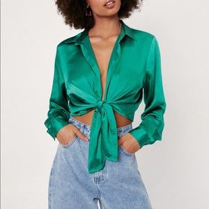 Nasty Gal satin crop top